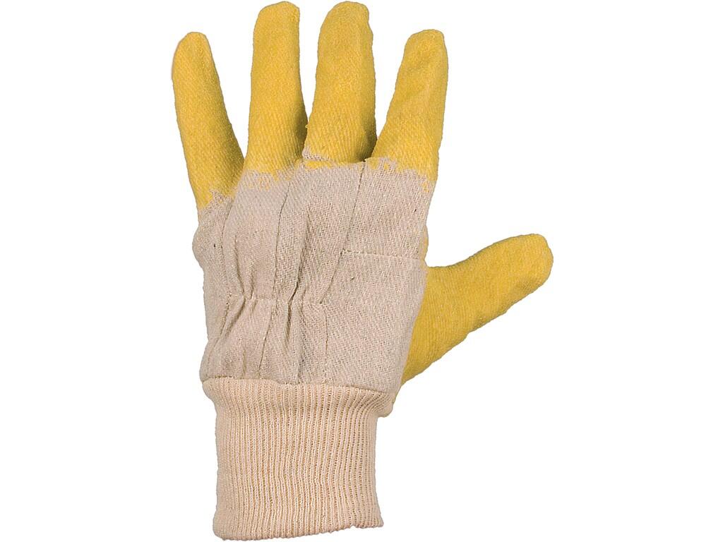 Gloves DETA: Gloves with palm and fingers coated with yellow latex with crinkle finish for better grip, knitted cuff. Recommended application: construction, garden, hobby, agricul…