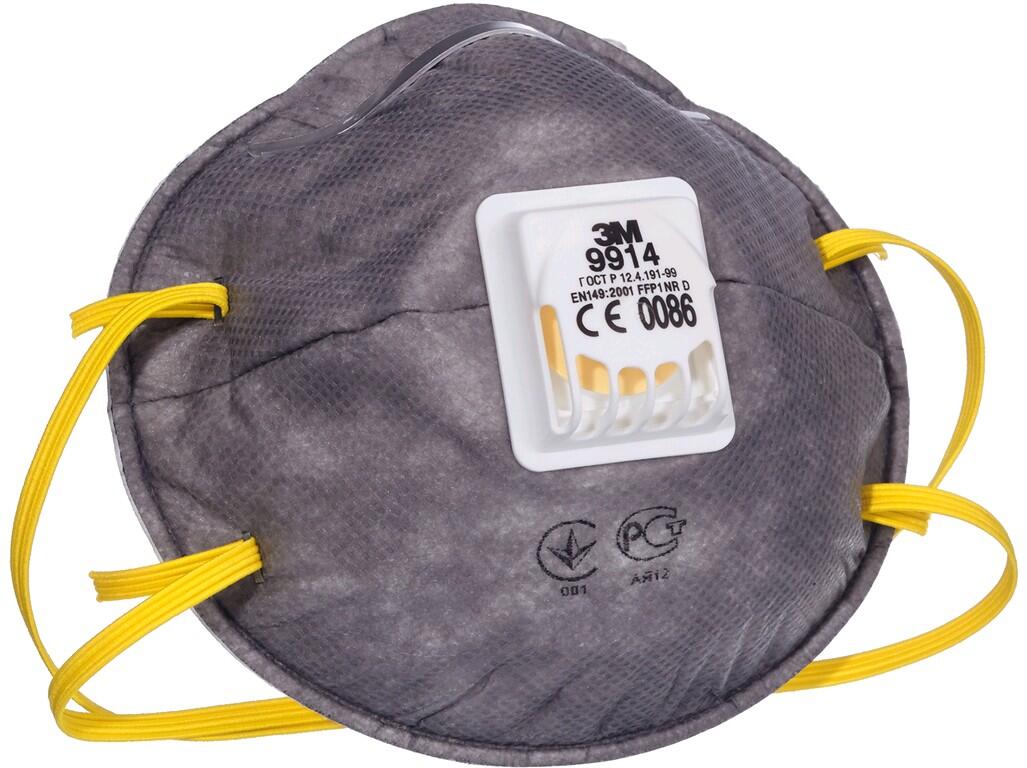 Particulate respirator 3M 9914: Class FFP1, moulded, exhalation valve, prefilter with active carbon, protection against solid and liquid aerosols in concetration up to 4 x NPF, ag…