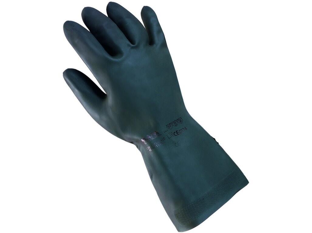 Gloves ECHNI-MIX 415: > Gloves with flocked interior and embossed finish. Glove lenght: 32 cm, thickness: 0,60 mm. Recommended applications: spray-painting, industrial cleaning, m…