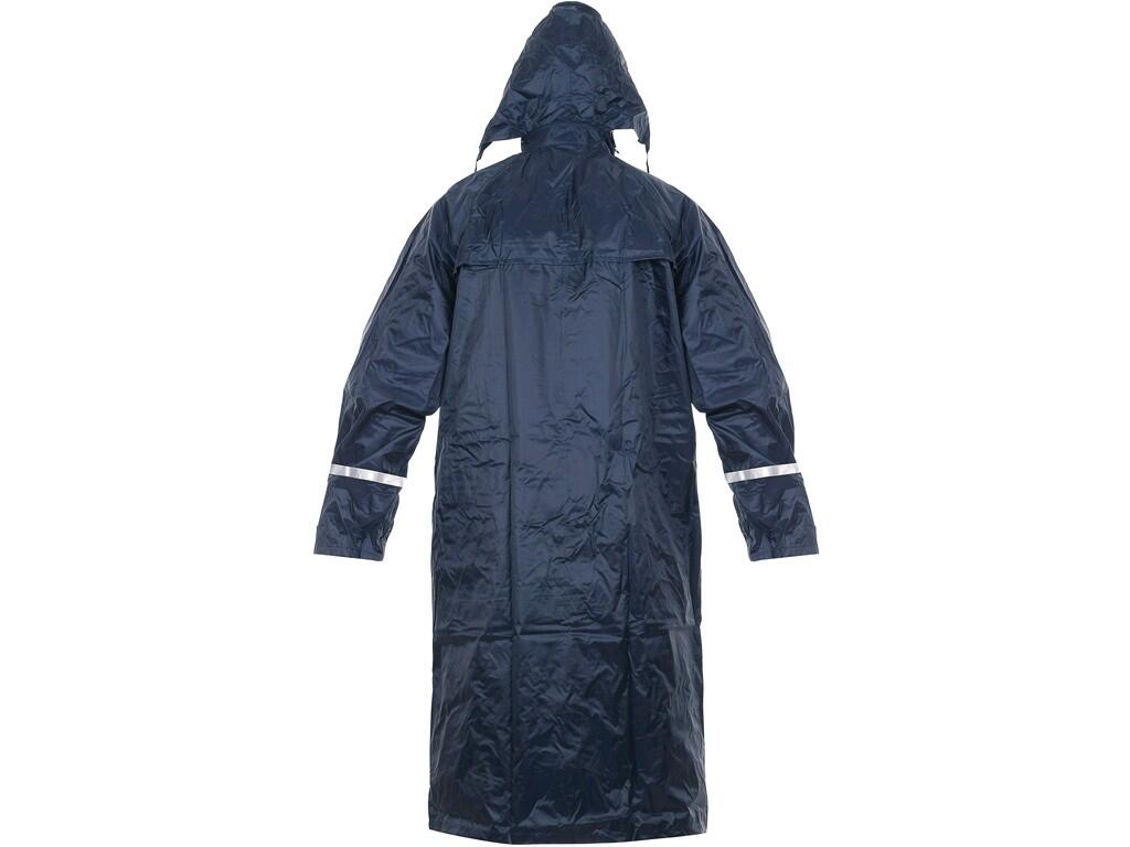 Coat CXS VENTO: Waterproof rain coat with hood in the collar and reflective accessories, lower grammage. Zipper and snap fastening, inner sleeve cuffs to rubber, back and underarm…