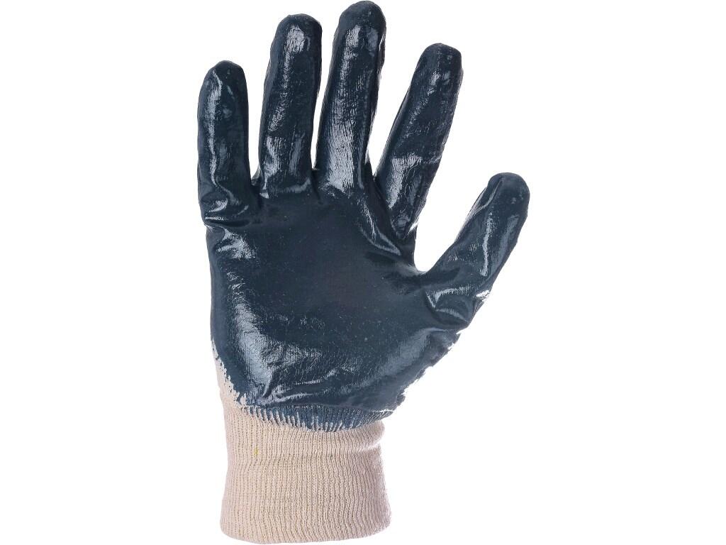 Gloves CXS JOKI: Gloves dipped in blue nitrile with knitted cuff. Recommended application: construction, agriculture, gas station, work in humid environment.