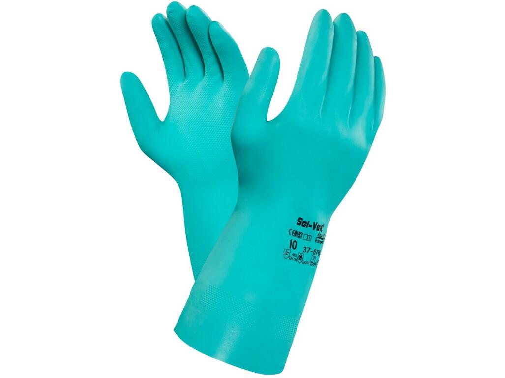Gloves ANSELL SOL-VEX 37-676: Comfortable chemical- resistant gloves, delivering highly durable personal protection Elevated comfort: AlphaTec® Solvex® 37-676 safety gloves’ cotto…