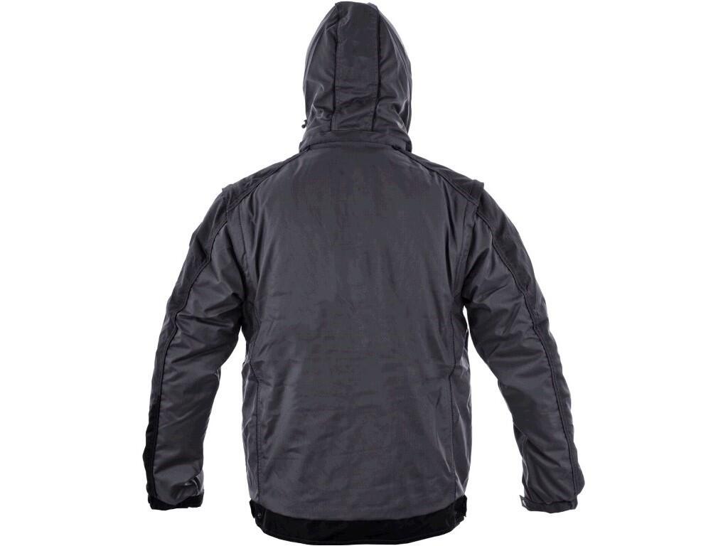 Jacket CXS IRVINE: Men’s padded jacket 2 in 1, zipper covered by trimming, detachable hood, fleece collar, detachable sleeves, sleeves with regulated wristband, plastic loop under…