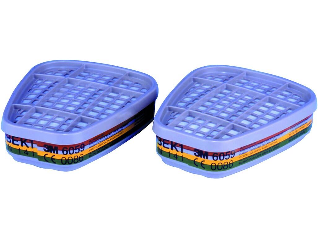 Filter 3M 6059: Filtr of class ABEK1, protection against organic, inorganic and acid gases, ammoniaand its derivates.