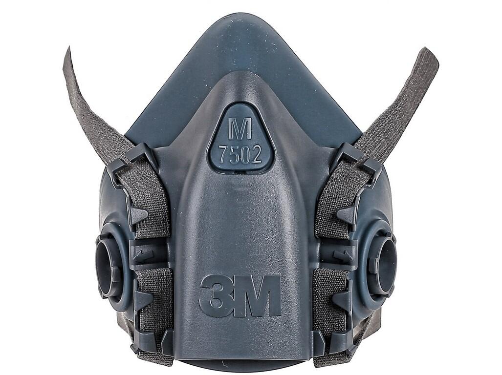 Half mask 3M 7502: Well balanced, comfortable, low maintenance, hypo-allergenic facepiece material, suitable for very unfavorable working environment, unique adjustable headstaps…