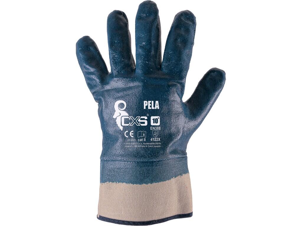 Gloves CXS PELA: Gloves dipped in blue nitrile with tough cuff. Recommended application: construction, humid environments, agriculture, collection of garbage, water supply and san…