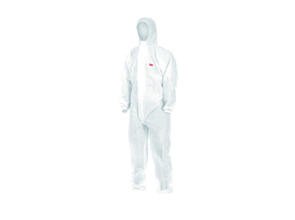 Overal 3M 4520: Disposable protective hooded clothing, antistatic, no silicons, cat. III, type 5B,6B. Protection against water, chemical solutions, asbestos and dust.
