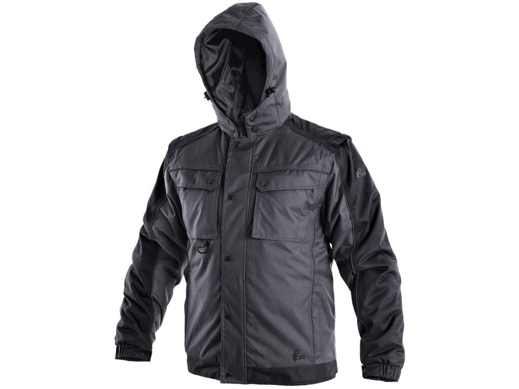 Jacket CXS IRVINE: Men’s padded jacket 2 in 1, zipper covered by trimming, detachable hood, fleece collar, detachable sleeves, sleeves with regulated wristband, plastic loop under…