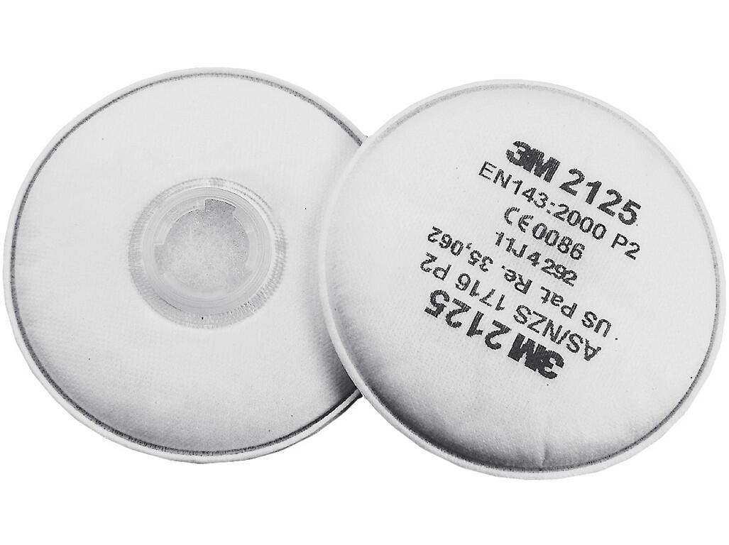 Filter 3M 2125: Filter of class P2R, protection against solid and liquid aerosols up to 12 x NPF, can be used individually or as a pre-filter.