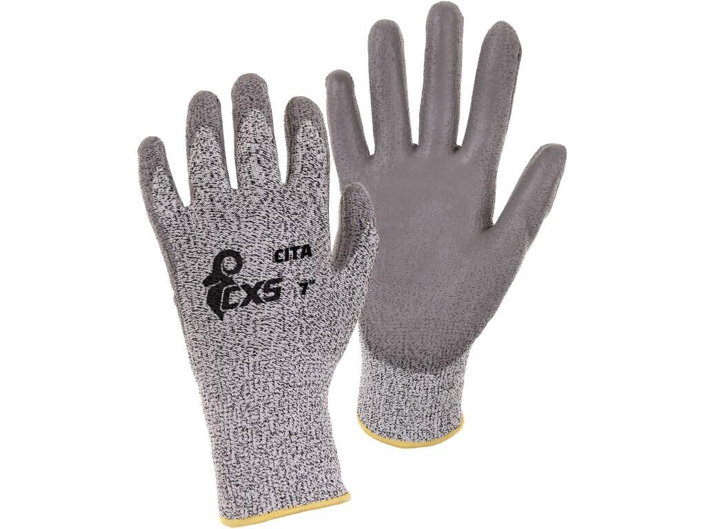 Gloves CXS CITA: Code: 0001-V6 Name: Gloves CITA Description: (material) Cut resistant, seamless Dyneema®, Lycra® and nylon jersey, palm and fingers dipped in Polyurethan. Size: 7…