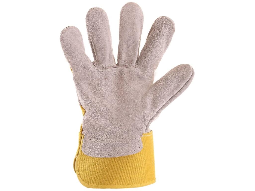 Gloves CXS DINGO A: Combined high quality gloves made from one piece of thick leather, palm and fingers lining. Recommended application: light industry, hobby, construction, engin…