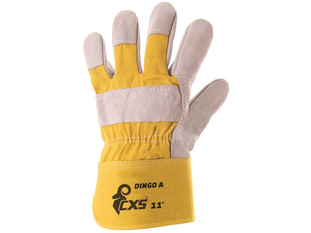 Gloves CXS DINGO A: Combined high quality gloves made from one piece of thick leather, palm and fingers lining. Recommended application: light industry, hobby, construction, engin…