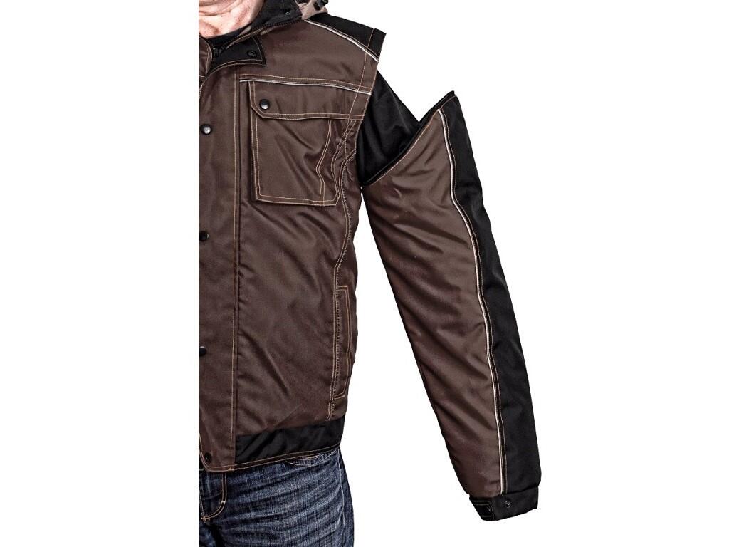 Jacket CXS IRVINE: Men’s padded jacket 2 in 1, zipper covered by trimming, detachable hood, fleece collar, detachable sleeves, sleeves with regulated wristband, plastic loop under…