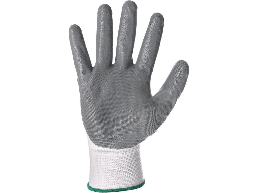 Gloves CXS ABRAK with blister: Knitted seamless gloves with elastic cuff, palm and fingers covered with nitrile foam. Recommended application: automotive, logistics, warehouse, co…