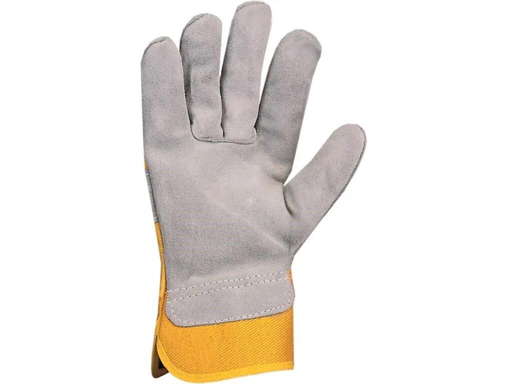 Gloves CXS DINGO: Combined quality gloves made of one piece of thick leather, palm and fingers lining. Recommended application: light industry, hobby, construction, engineering, a…