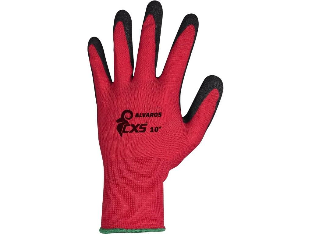 Gloves CXS ALVAROS with blister: Seamless gloves made of soft polyester knit. Palm and fingers coated with nitrile with sandy finish for better grip. Recommended application: logi…