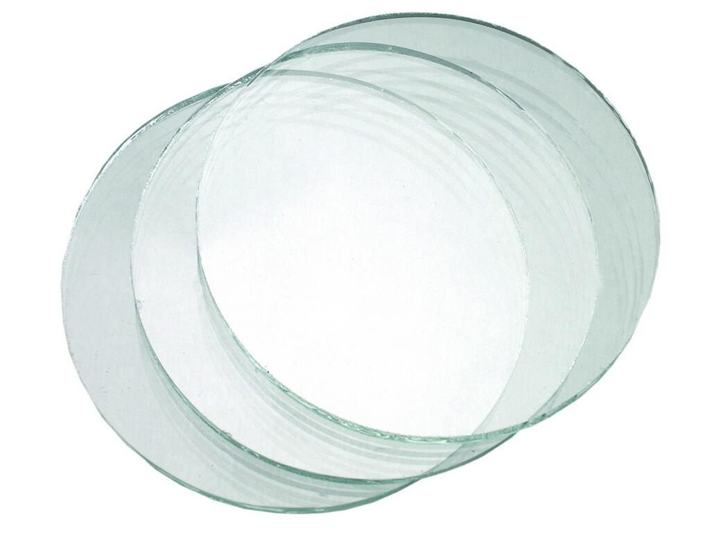 Glass for welding goggles: Dark, fitted into goggles protect eyes against radiation action rasing from welding, diameter: 50 mm. Usage: welding and hard soldering.