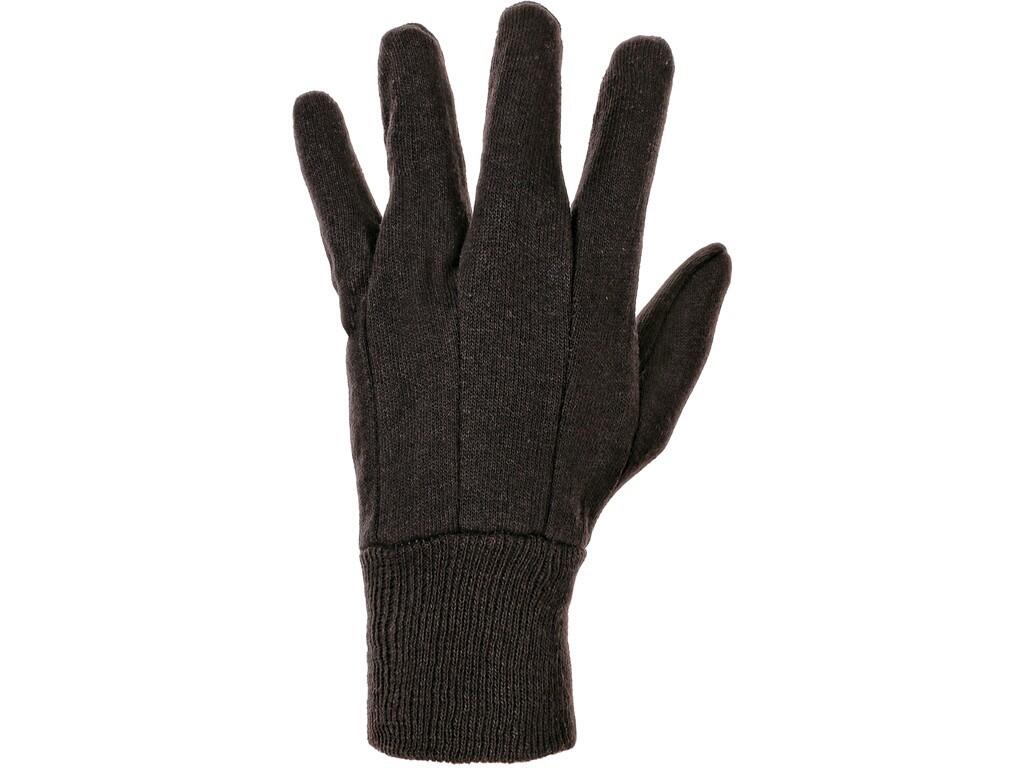 Gloves CXS NOE with blister: Textile gloves sewn from blended jersey with sewn elastic knitted cuff, dark brown. Recommended application: warehouse, handling with light or small i…