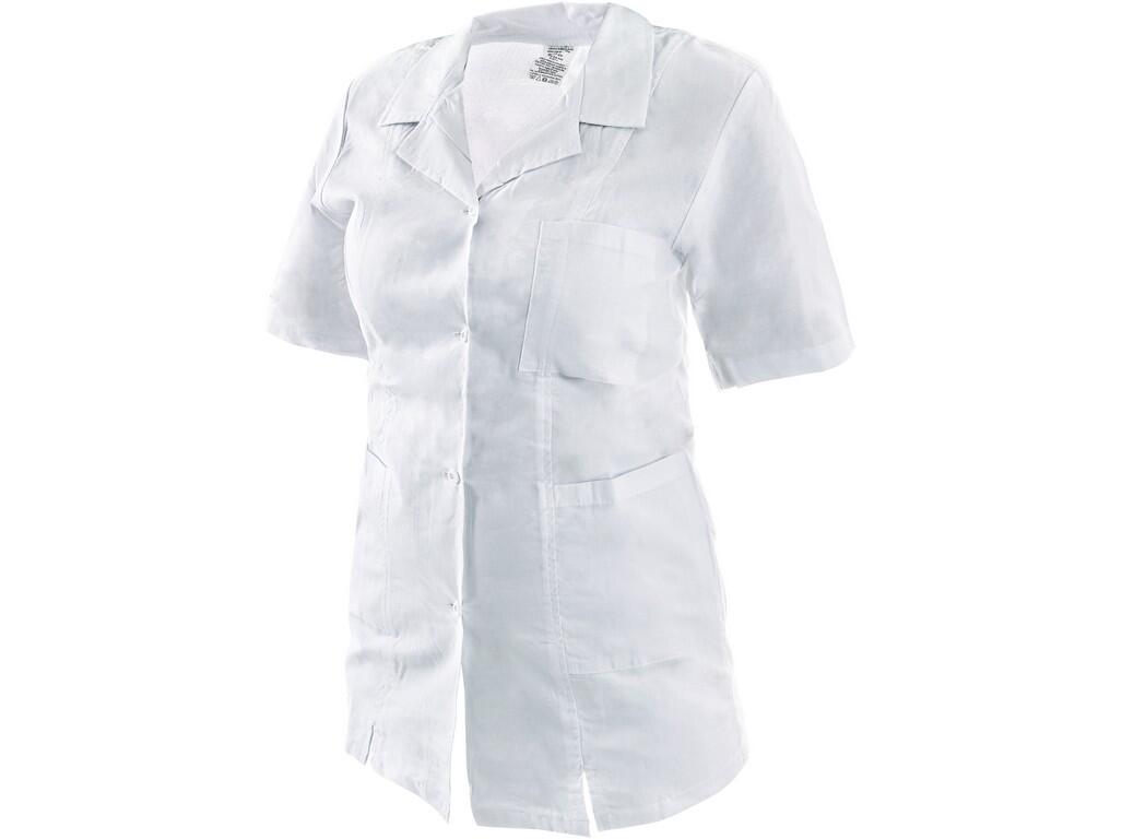 Tunic GABRIELA: Ladies’ smock with short sleeve, 3 front pockets, back belt with button for fastening. Recommended application: wellness, beauty salons, private surgeries, clinics…