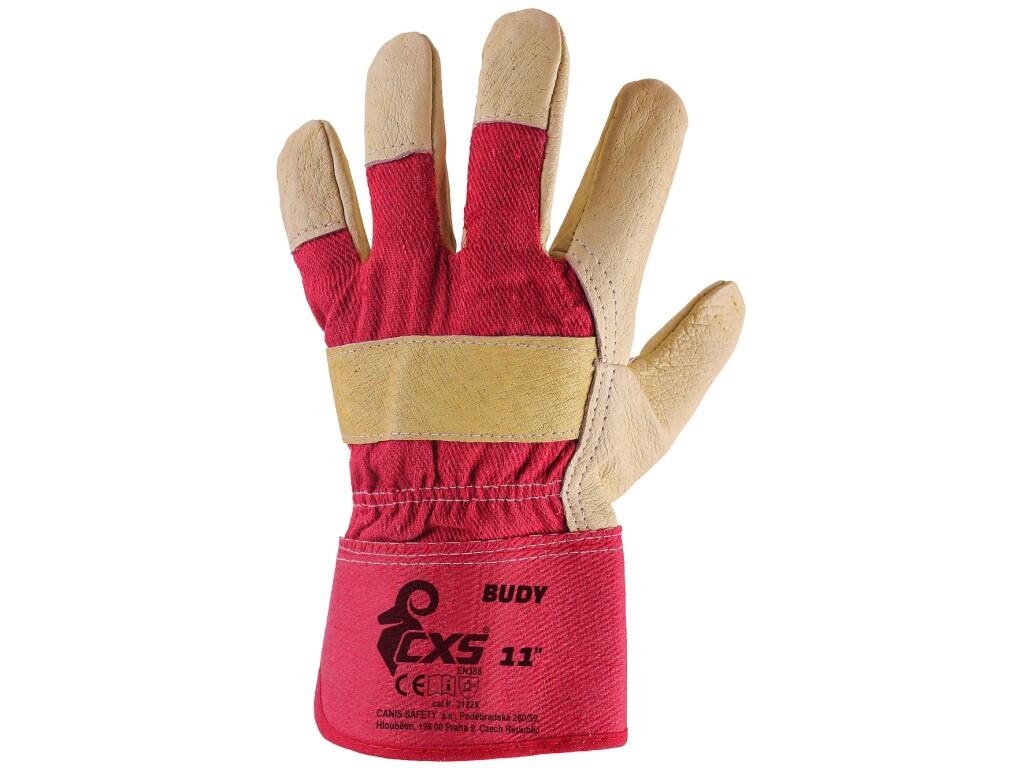 Gloves CXS BUDY: Combined quality gloves made from one piece of thick leather. Recommended application: logistics, light industry, construction, engineering.