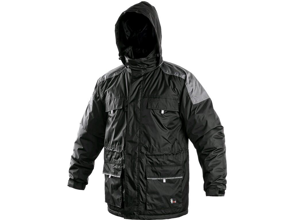 Jacket CXS FREMONT: Men’s padded jacket, water resistant and windproof, hood in collar, zipper covered by trimming, sleeves with regulated wristband, 2 chest flap pockets, 4 botto…
