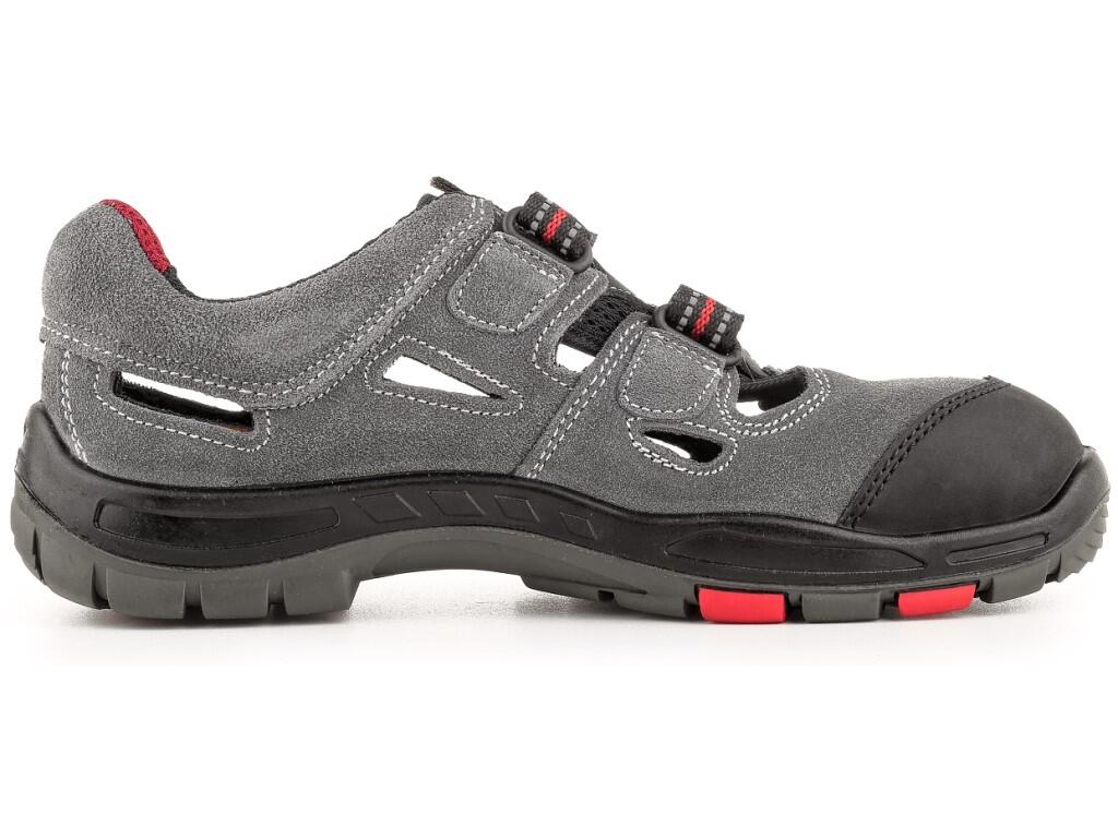 Sandal CXS ROCK PHYLLITE O1: Working sandal, leather, perforated, velcro fastening with PVC reflective strips. Material: upper made of 1,6 - 1,8 mm quality cow suede leather, meta…