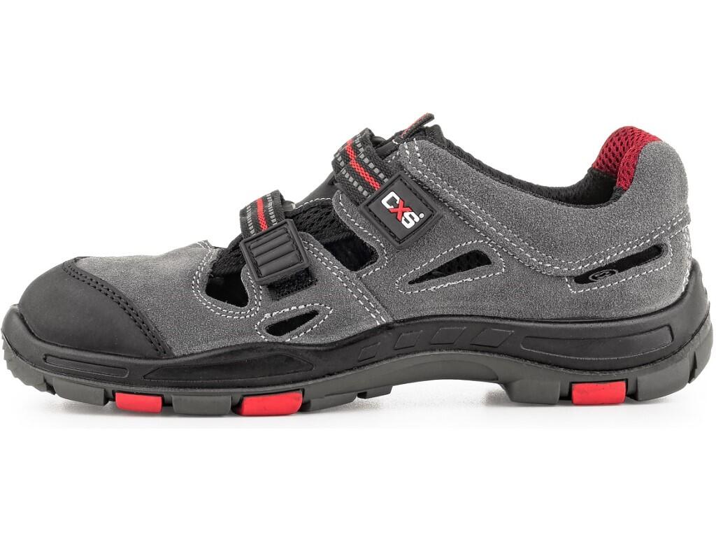 Sandal CXS ROCK PHYLLITE O1: Working sandal, leather, perforated, velcro fastening with PVC reflective strips. Material: upper made of 1,6 - 1,8 mm quality cow suede leather, meta…
