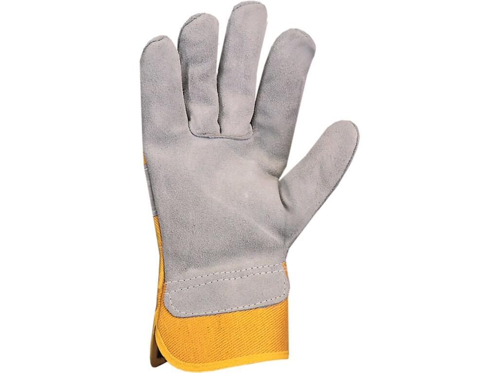 Gloves CXS DINGO: Combined quality gloves made of one piece of thick leather, palm and fingers lining. Recommended application: light industry, hobby, construction, engineering, a…