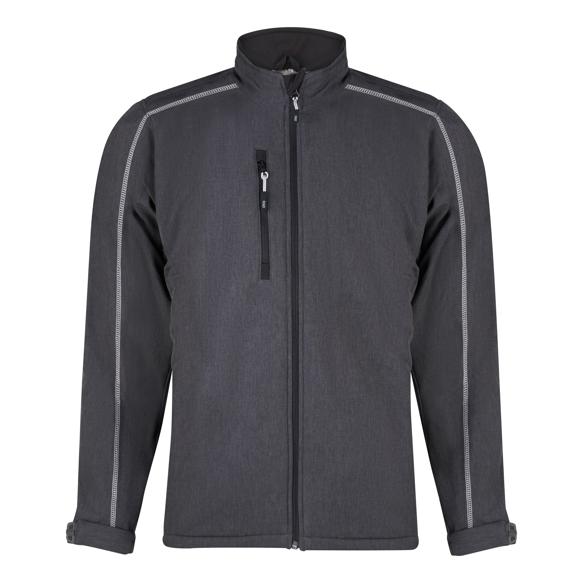 Crane Fur-Lined Softshell Charcoal Melange - Black Front