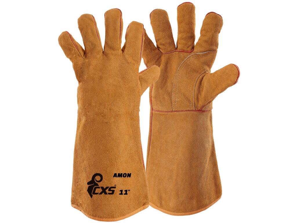 Gloves CXS AMON: Leather welding gloves with cotton lining in the palm and back, sewn with kevlar threads, reinforced palm. Recommended applications: metal fabrication, welders, e…