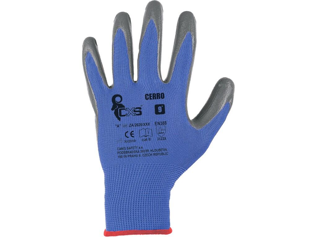 Gloves CXS CERRO: Knitted seamless gloves with elastic cuff, palm and fingers covered with smooth nitrile. Recommended application: automotive, logistics, warehouse, construction,…