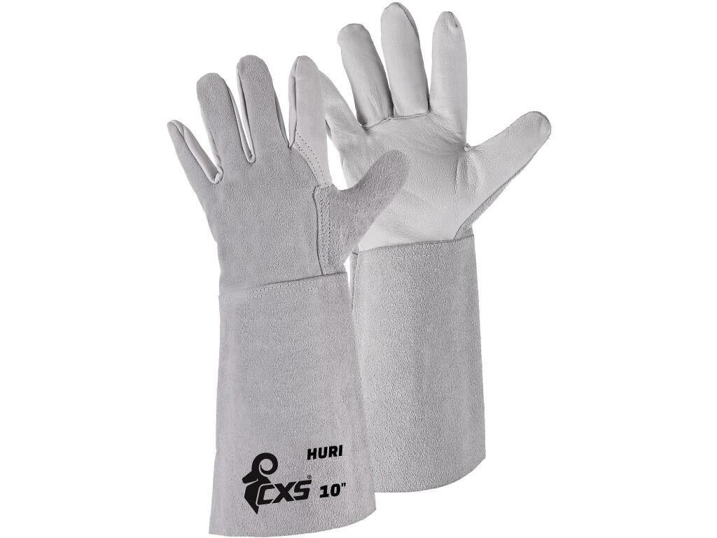 Gloves CXS HURI: Leather welding gloves with tough cuff. Recommended application: metal fabrication, welders, engineering and heavy industry.