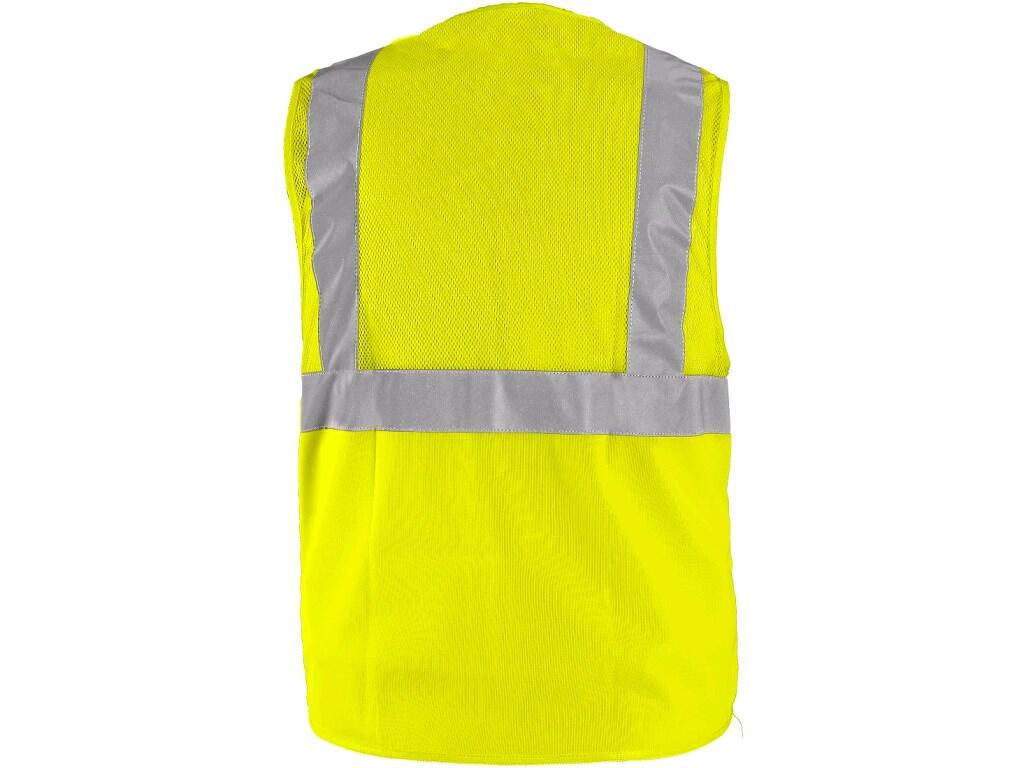Vest CXS DORSET: High visible vest, horizontal and vertical reflective tapes, velcro closure, transparent ID pocket at the left side, upper mesh material for maximum breathability…