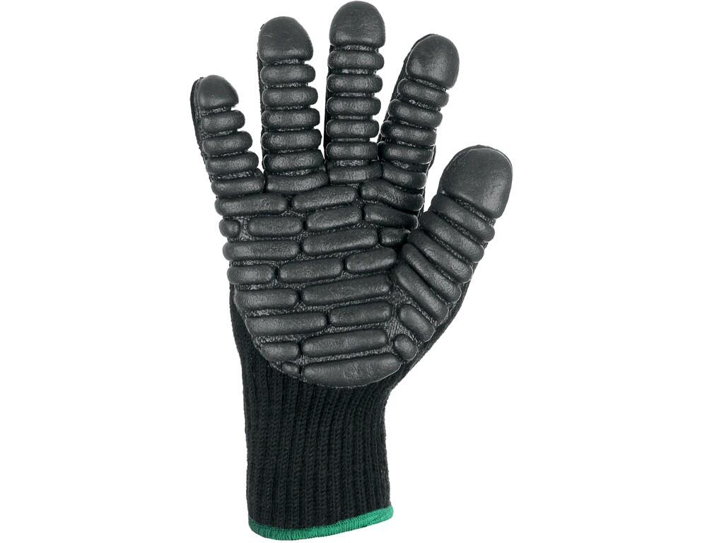 Gloves CXS AMET: Knitted gloves with antivibration pads from latex foam in palm, elastic cuff. Packed with blister. Recommended application: work with vibrating tools, plant care,…