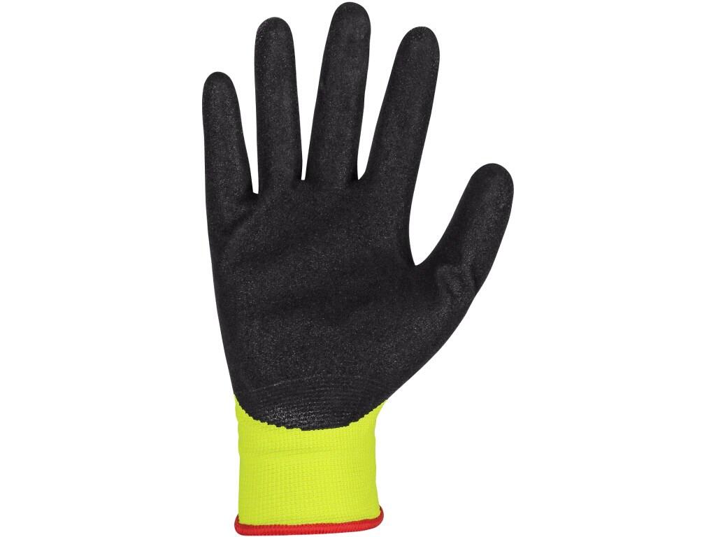 Gloves CXS WAYNA: Seamless gloves made of soft knit, palm and fingers coated with latex with sandy finish for better grip, elastic cuff. Packed with blister. Recommended applicati…