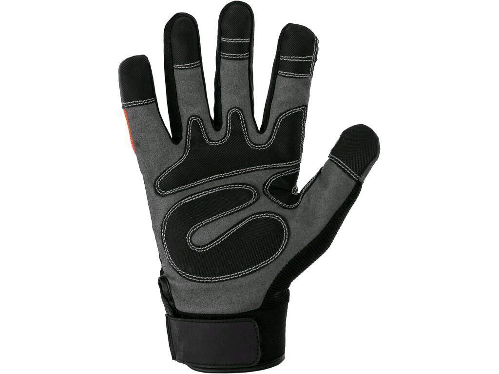 Gloves CXS PUNO: Combined gloves with reflective strap on back, comfortable and resistant to shrinking, stretching and hardening. Polyurethane padding in palm to help reduce shock…