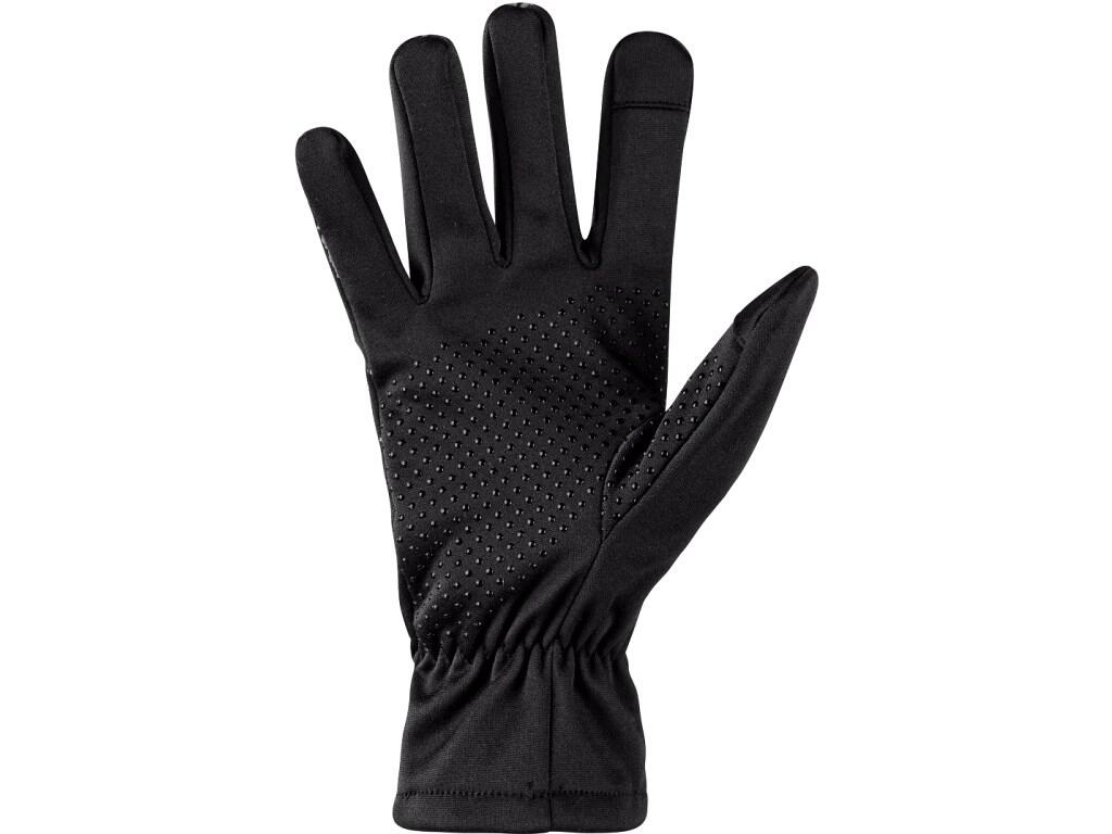 Rukavice CXS FREY: Winter leisure gloves with reflective printing on back and antislippery dots in palm. Lining from stretch fleece, rubber wrist, loose cuff, fourchette style. Sp…