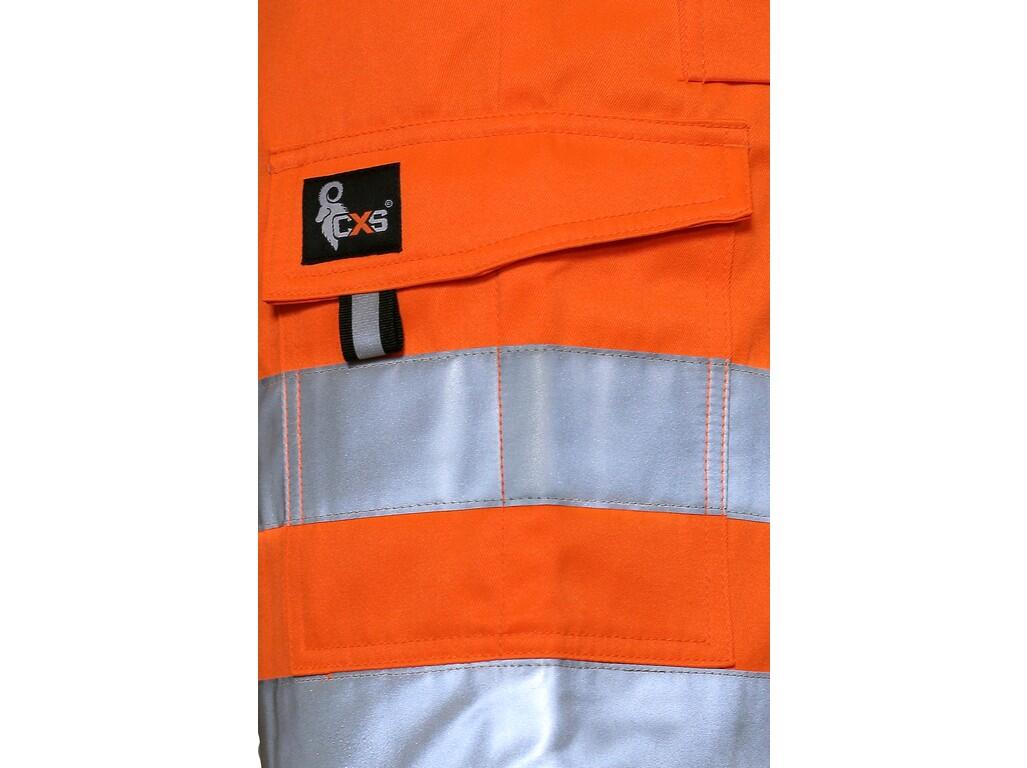 Shorts CXS NORWICH: Men ́s high visible shorts, waist with loops and side elastic band, 2 front pockets, 2 back flap pockets with velcro, 2 side flap pockets with velcro, the left…