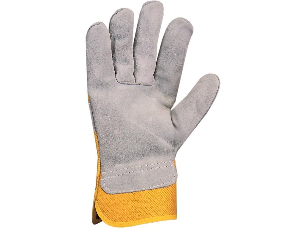 Gloves CXS DINGO with blister: Combined quality gloves made of one piece of thick leather, palm and fingers lining. Recommended application: light industry, hobby, construction, e…