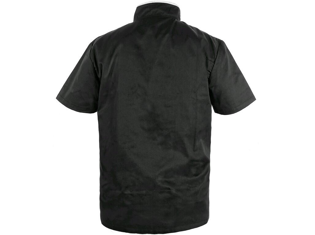Chef´s jacket with short sleeve: Chef’s jacket in modern design, short sleeve, banded collar, double row fastening with rondon buttons. Suitable for embroidery and printing. Recom…