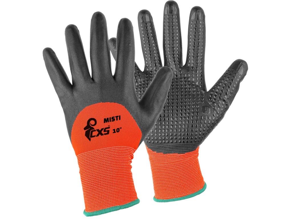 Gloves CXS MISTI: Seamless gloves with palms and fingers coated to 3/4 with breathable finish nitrile, PVC dots for better grip and manipulation. Recommended application: automoti…