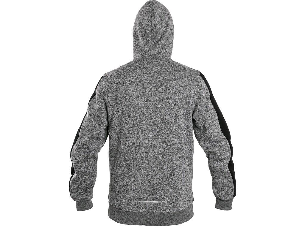 Jacket INDIANA: Men’s jacket made of knitted fabric, combination of materials, fixed hood, contrast accessories, waist and sleeves to the elastic cuff, reflective accessories, bre…