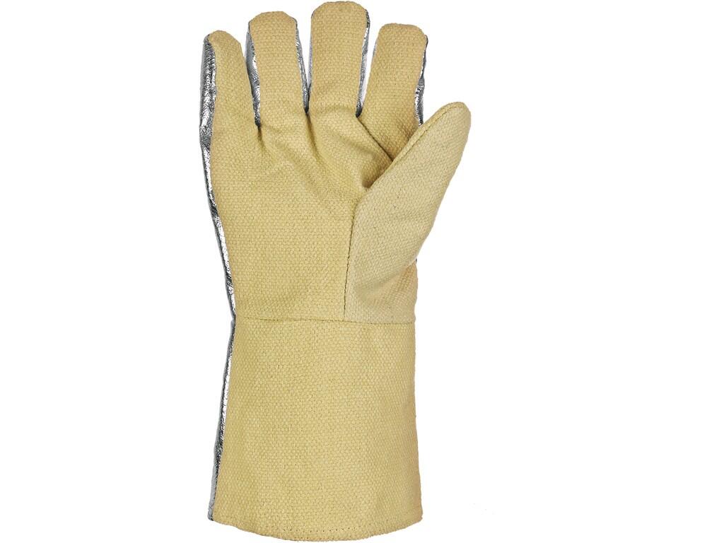 Gloves MEFISTO M5 DM: Heat resistant triple layer gloves. Back part from aramid cloth and aluminium foil serves as protection from radiant heat and spattering of melt, seams on th…