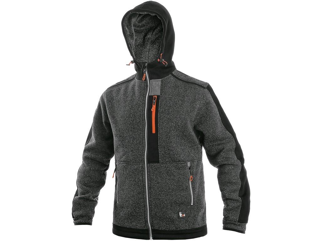 Jacket CXS INDIANAPOLIS: Men’s jacket made of knitted fabric, combination of materials, fixed hood, contrast accessories, tightening at the bottom, sleeves to the elastic band, re…