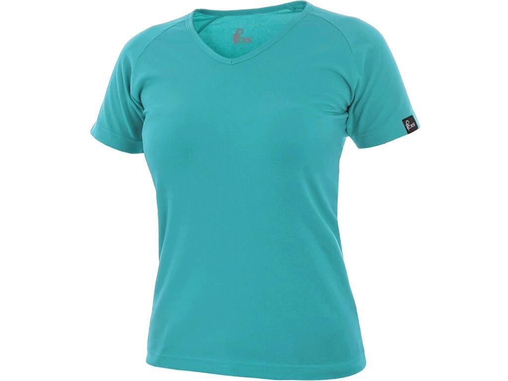T-shirt CXS ELLA: Ladies’ T-shirt, V-neck, suitable for work and leisure. Short raglan cut sleeve. Cut accentuates the feminine figure. Elastane ensures elasticity and long-term k…