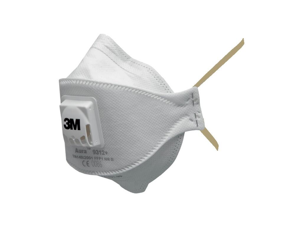 Particulate respirator 3M 9312: Class FFP1, foldable, exhalation valve, protection against solid and liquid aerosols in concentrations up to 4 x NPF, the advanced design means it…