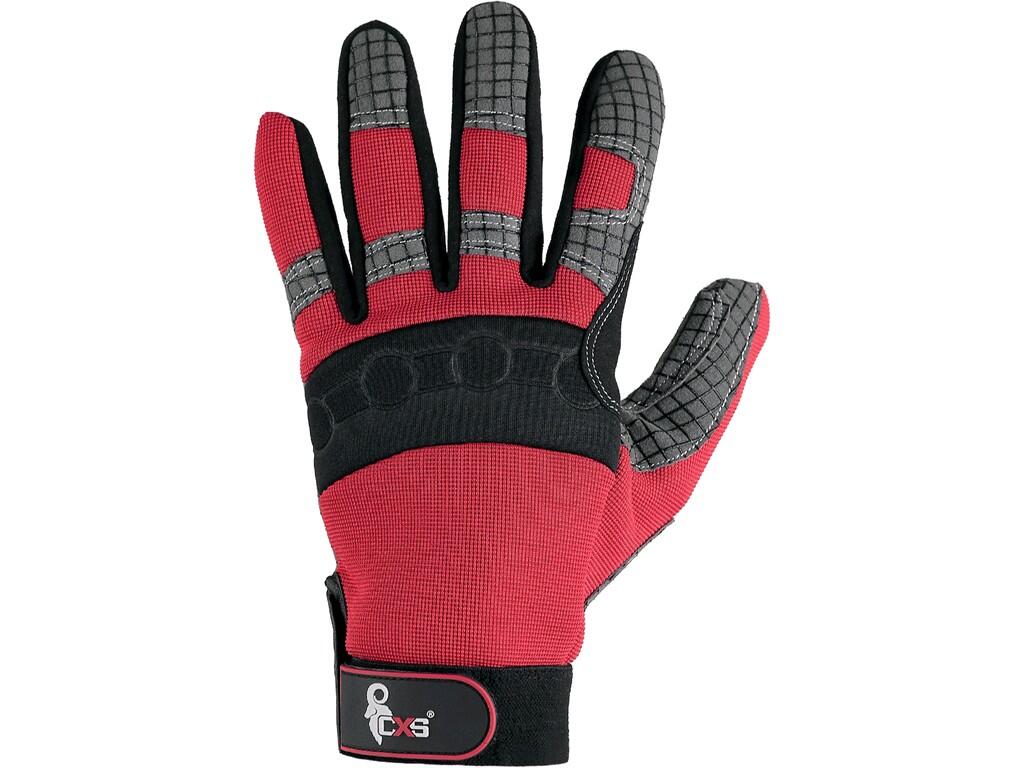 Gloves CXS SHARK: Combined gloves with silicone printing in palm and fingers for better grip and manipulation. Stretch elastane and neoprene on back, viscose (synthetic leather) i…