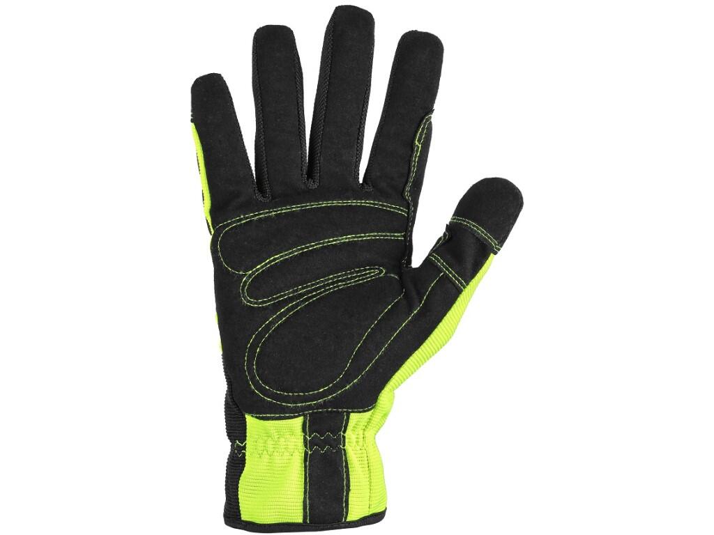 Gloves CXS YEMA: Gloves combined with TPR applications to protect back part of the fingers. Palm is made of synthetic leather (microfibre). Gloves are comfortable to wear, resist…