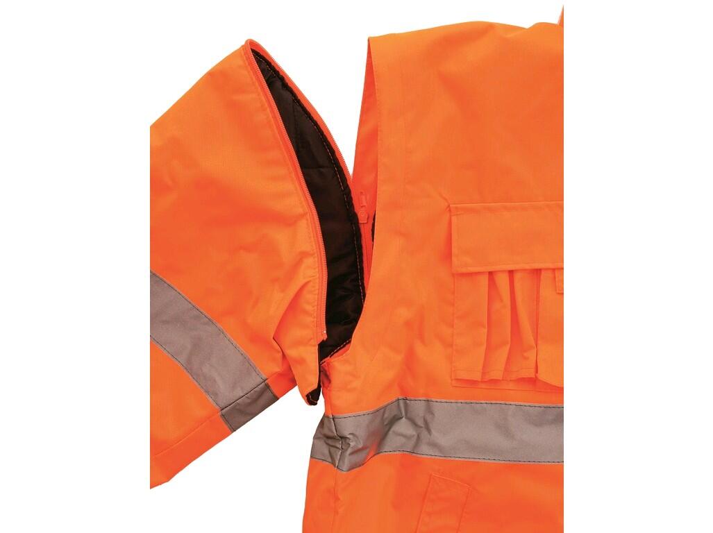 Jacket LEEDS: High visible padded jacket to the waist, 2in1, water-resistant and windproof, reflective tapes, taped seams, zipper fastening covered by trimming, removable sleeves…