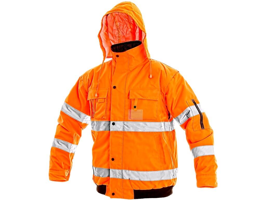 Jacket LEEDS: High visible padded jacket to the waist, 2in1, water-resistant and windproof, reflective tapes, taped seams, zipper fastening covered by trimming, removable sleeves…